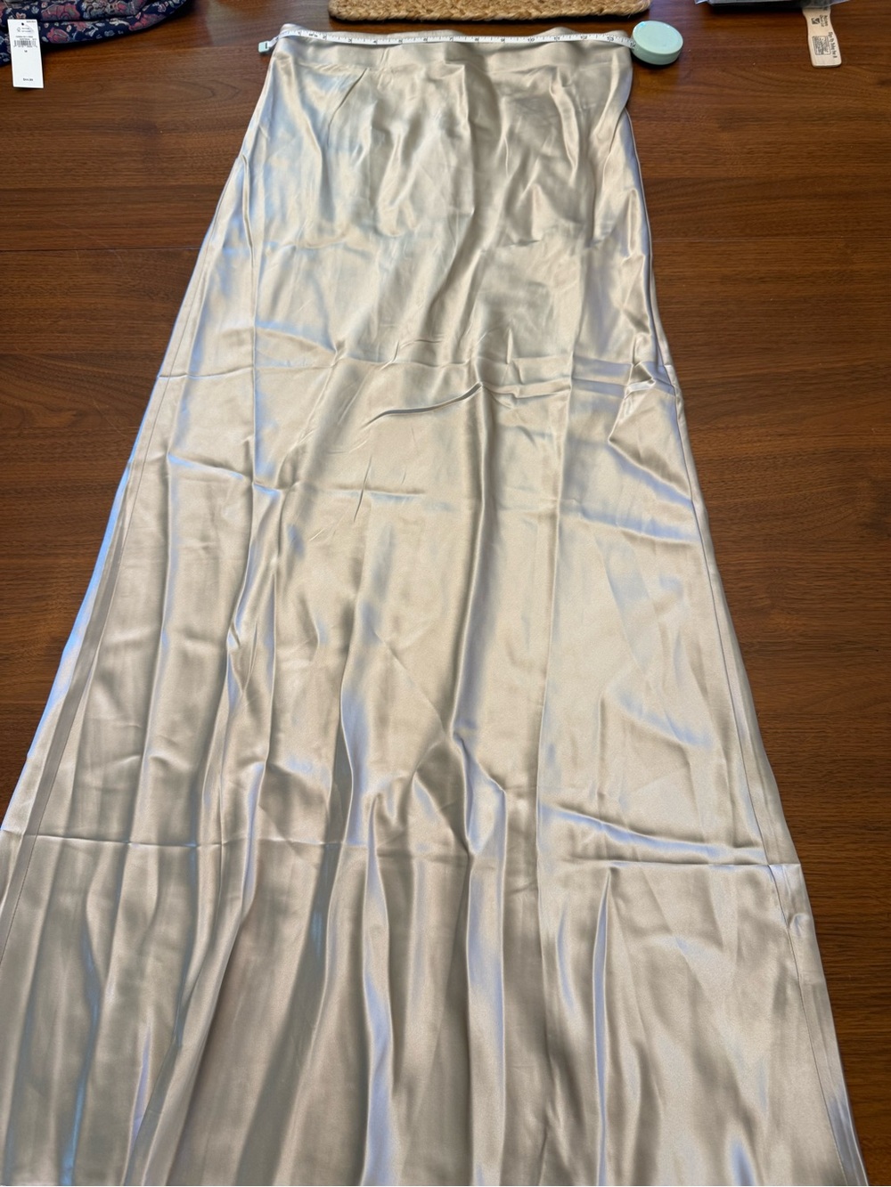 Silky Cream Satin Maxi Skirt - Elegant Bias-Cut - Picture 4 of 4